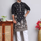 Floral Embroidered and Sequins Kurta Set ( JOKP 5147Black )