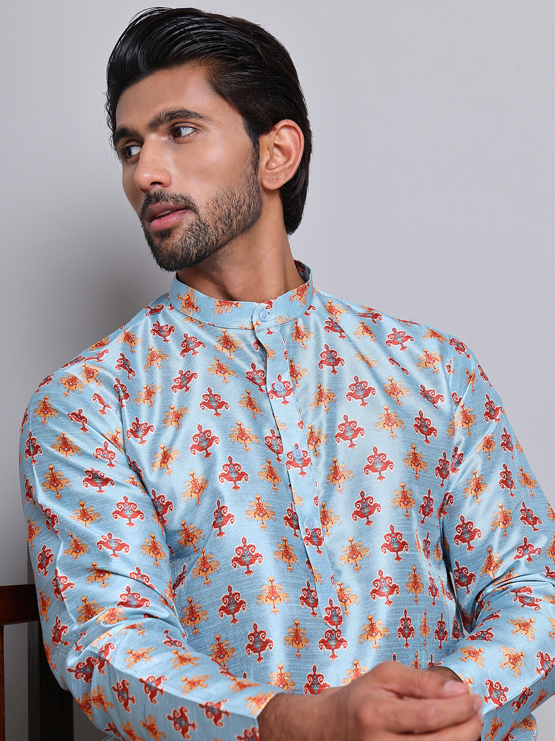 Digital Printed Straight Kurta Set For Men ( JOKP 5148Blue )