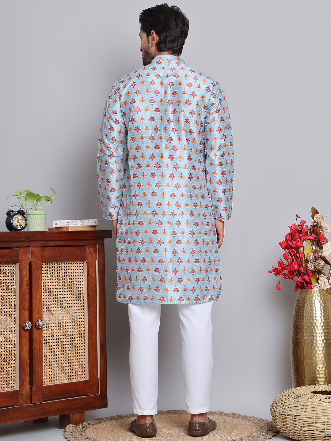 Digital Printed Straight Kurta Set For Men ( JOKP 5148Blue )