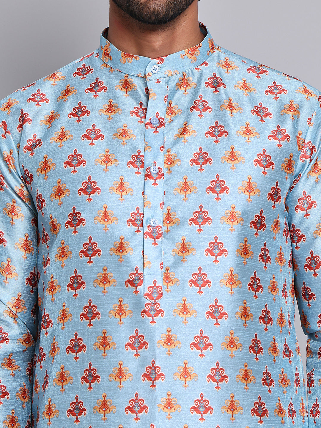 Digital Printed Straight Kurta Set For Men ( JOKP 5148Blue )