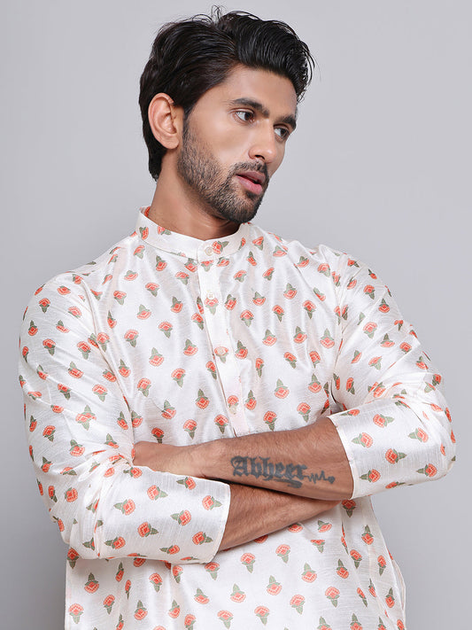 Digital Printed Straight Kurta Set For Men ( JOKP 5148Cream )