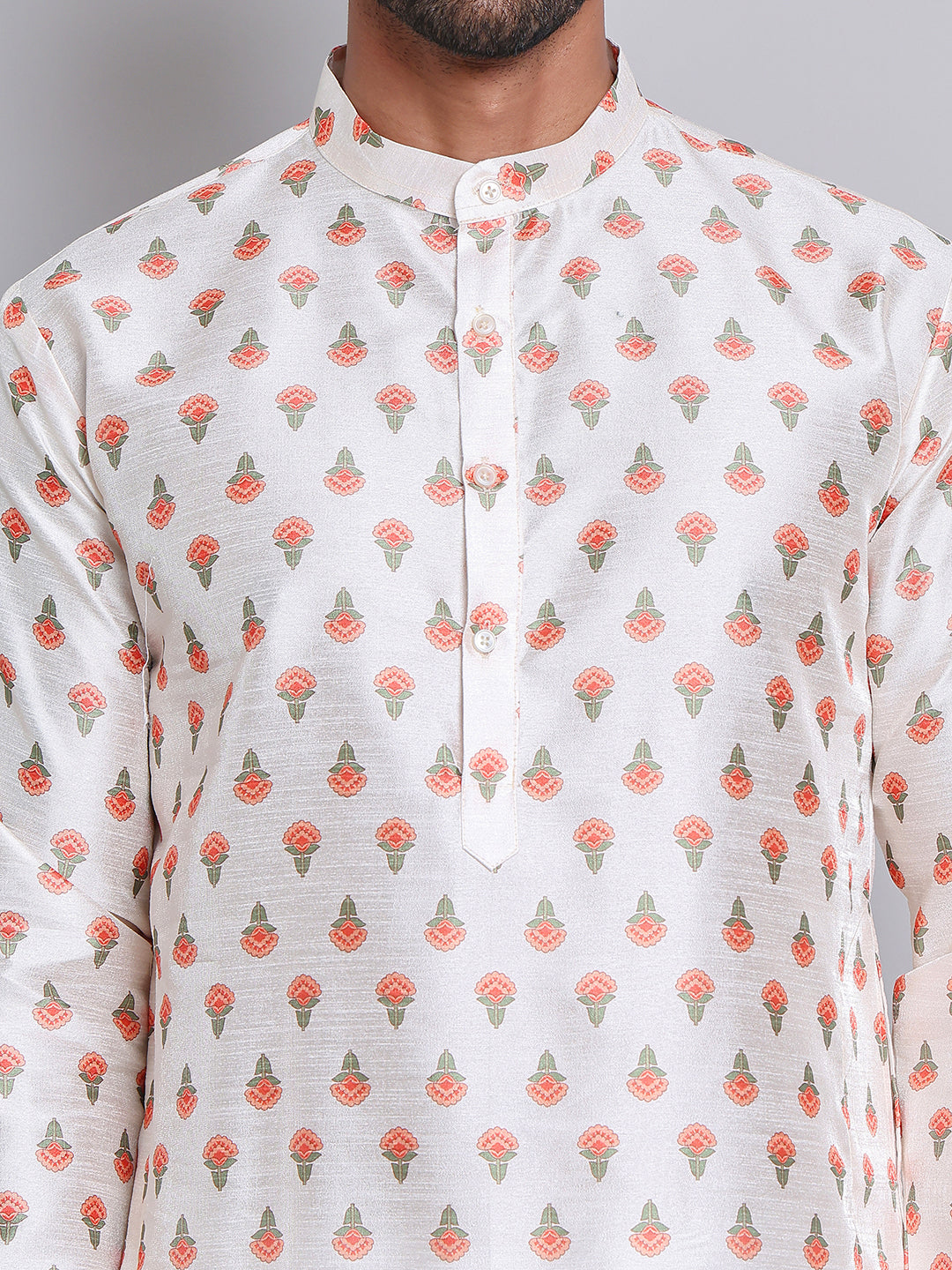 Digital Printed Straight Kurta Set For Men ( JOKP 5148Cream )