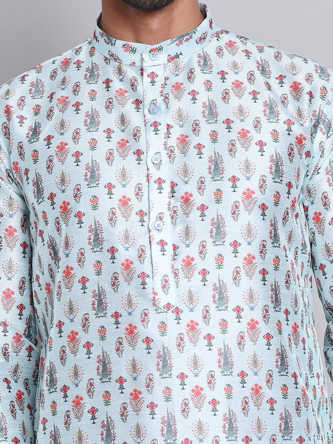 Digital Printed Straight Kurta Set For Men ( JOKP 5148Firozi )