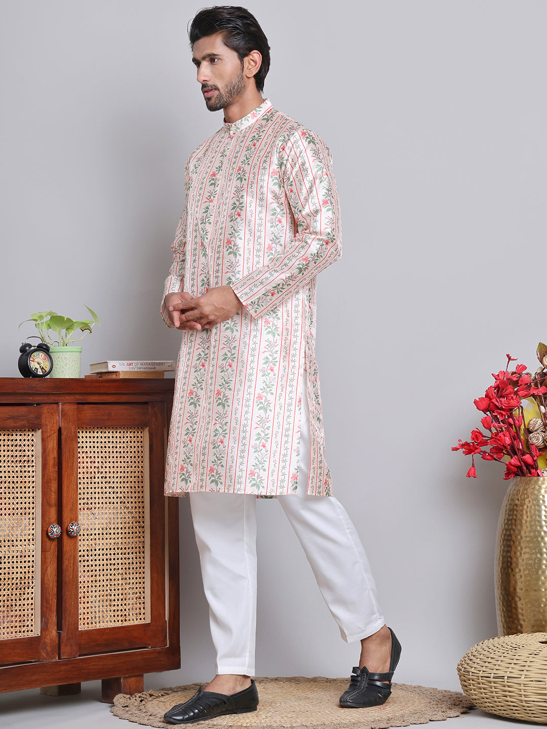 Digital Printed Straight Kurta Set For Men ( JOKP 5148Golden )