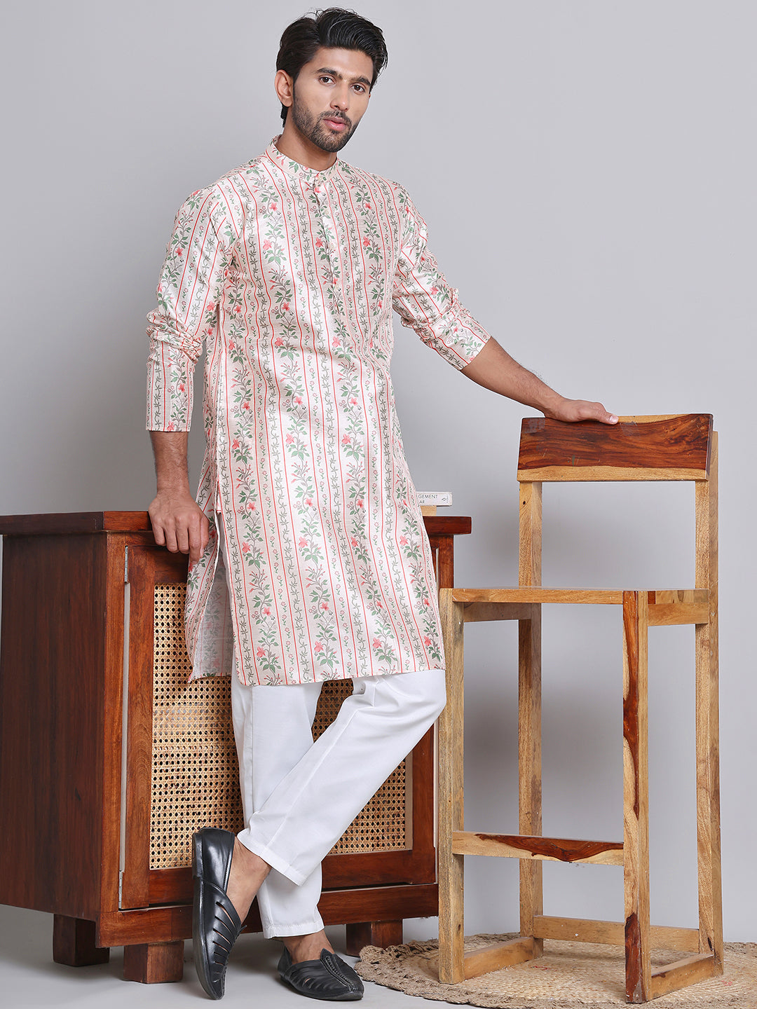 Digital Printed Straight Kurta Set For Men ( JOKP 5148Golden )