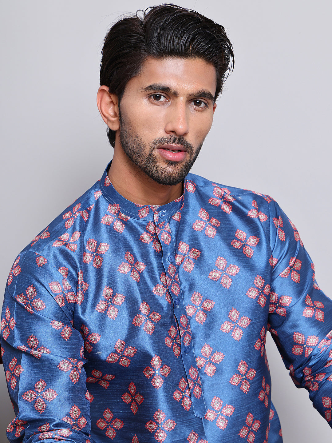 Digital Printed Straight Kurta Set For Men ( JOKP 5148Peacock )