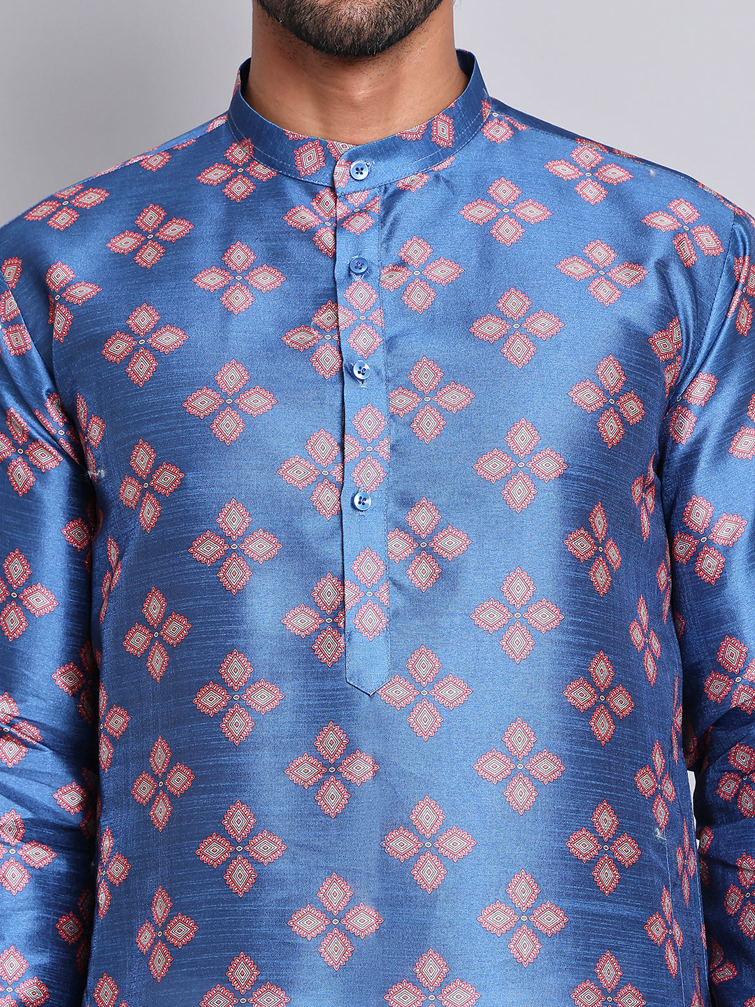 Digital Printed Straight Kurta Set For Men ( JOKP 5148Peacock )