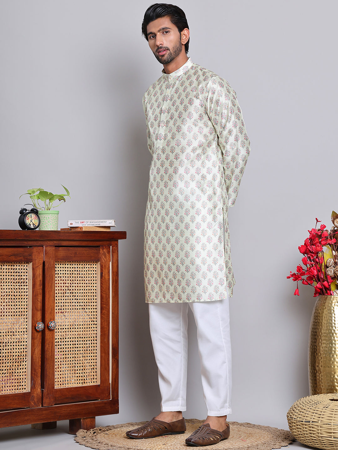 Digital Printed Straight Kurta Set For Men ( JOKP 5148Pista )