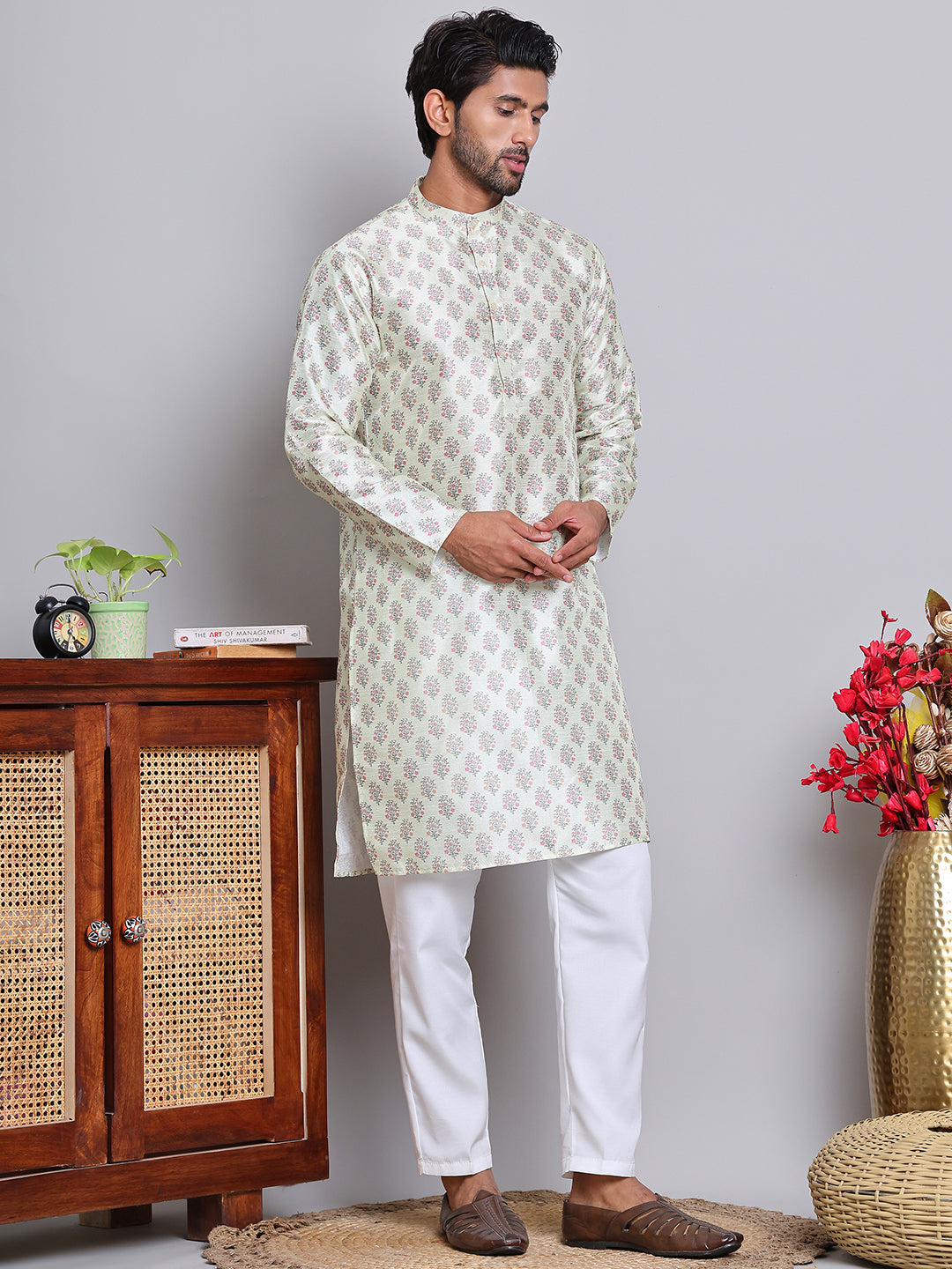 Digital Printed Straight Kurta Set For Men ( JOKP 5148Pista )