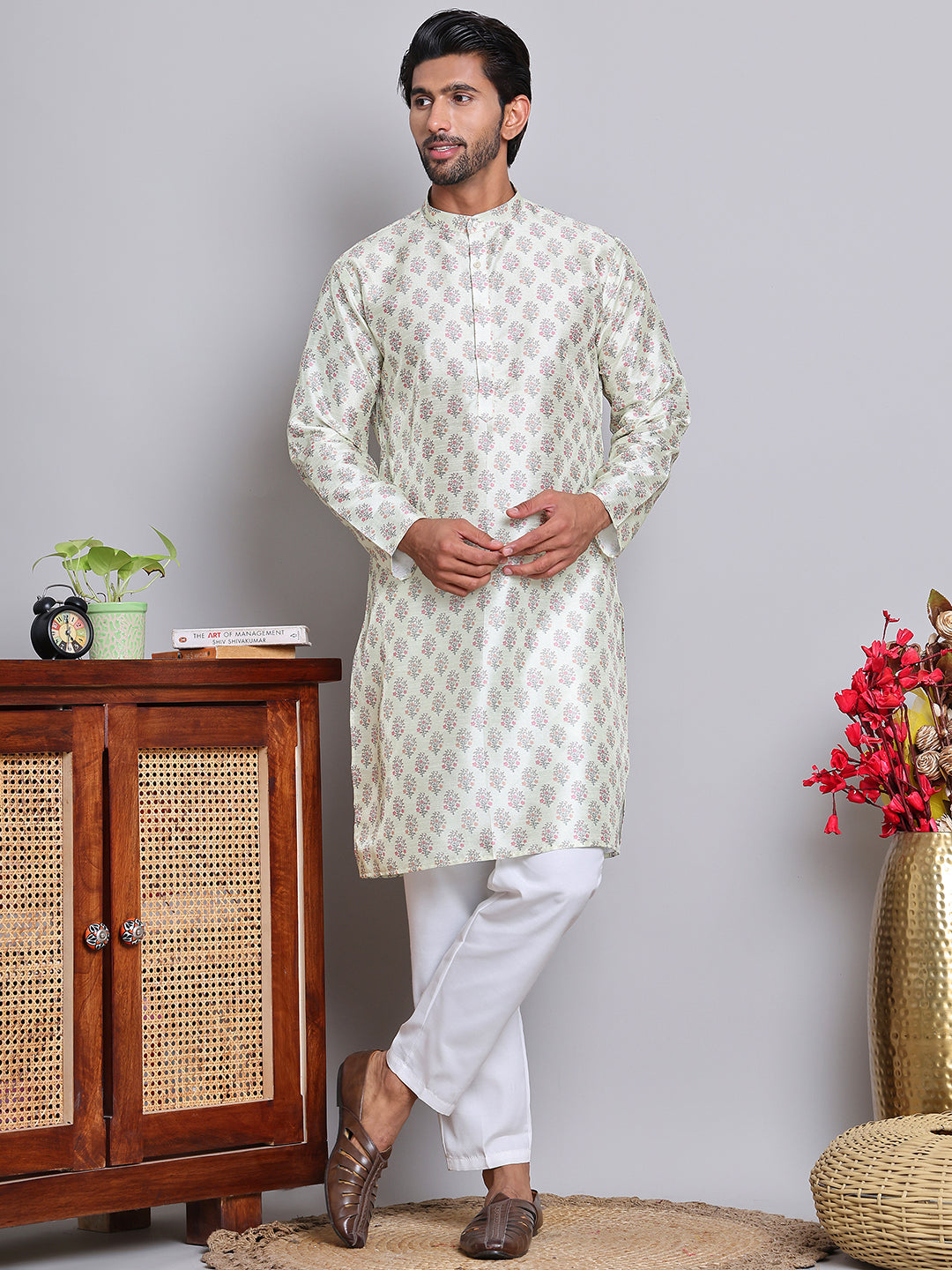 Digital Printed Straight Kurta Set For Men ( JOKP 5148Pista )