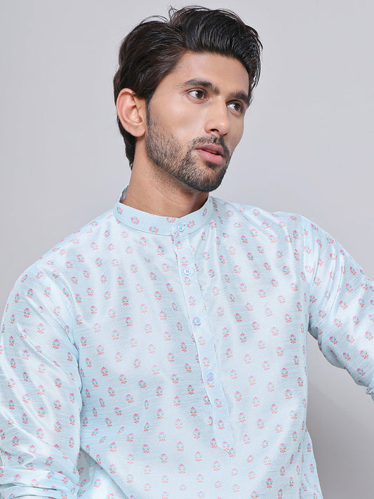 Digital Printed Straight Kurta Set For Men ( JOKP 5148Sky )