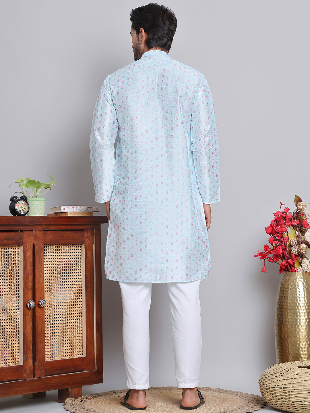 Digital Printed Straight Kurta Set For Men ( JOKP 5148Sky )