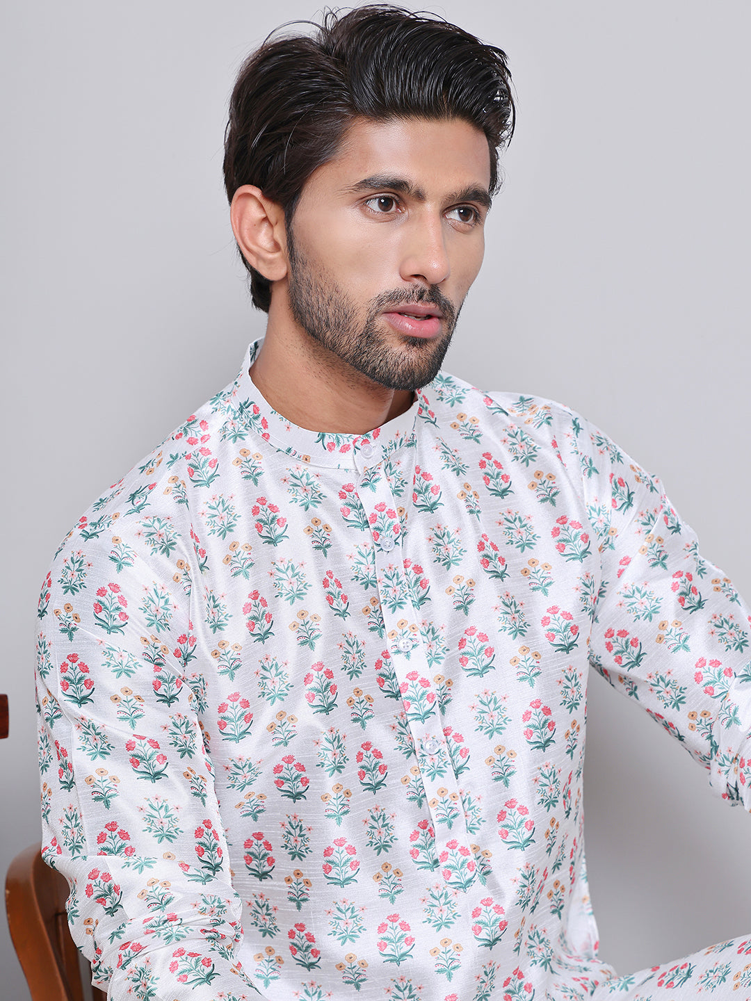 Digital Printed Straight Kurta Set For Men ( JOKP 5148White )