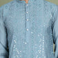 Embroidered and Mirror Work Kurta Pyjama Sets for Men ( JOKP 5149Blue )