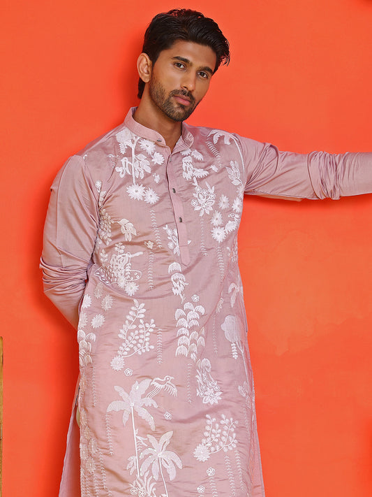 Embroidered Straight Kurta Pyjama Set ( JOKP P 5150 Magenta )