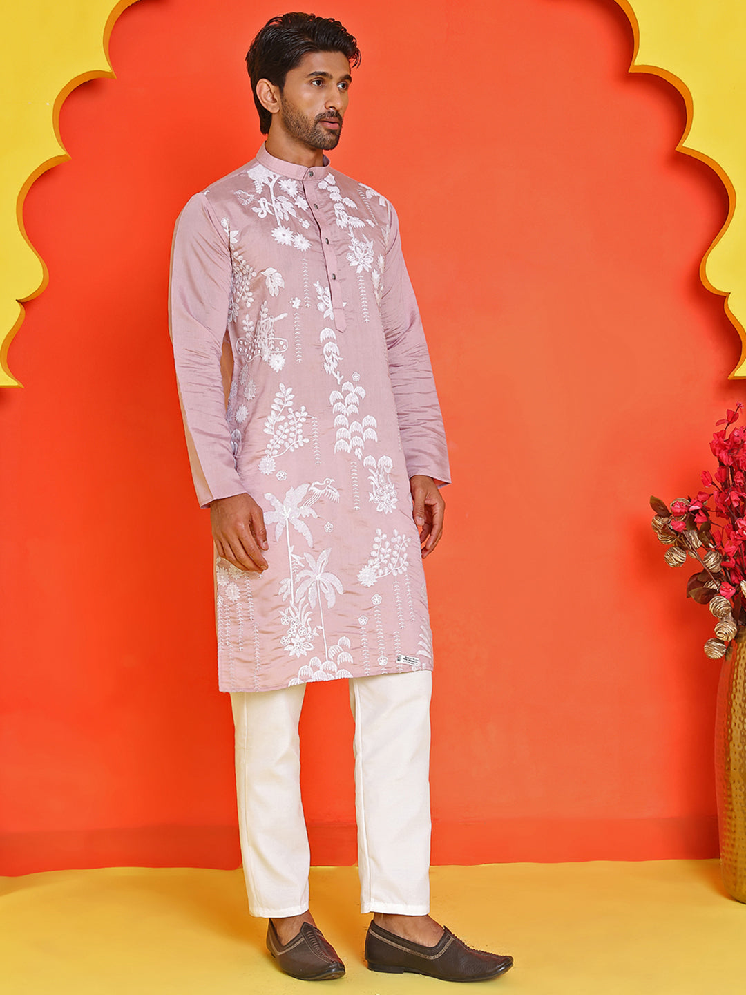 Embroidered Straight Kurta Pyjama Set ( JOKP P 5150 Magenta )