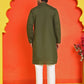 Embroidered Straight Kurta Pyjama Set ( JOKP P 5150 Olive )