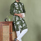 Embroidered Straight Kurta Pyjama Set ( JOKP 5150Olive )