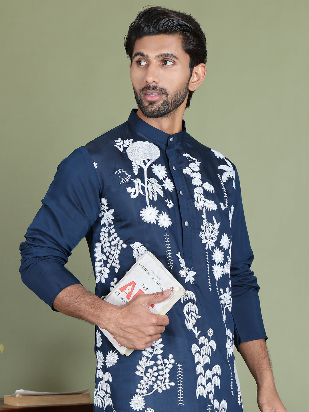 Embroidered Straight Kurta Pyjama Set ( JOKP 5150Peacock )