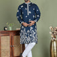 Floral Embroidered and Sequins Kurta Set ( JOKP 5151Peacock )