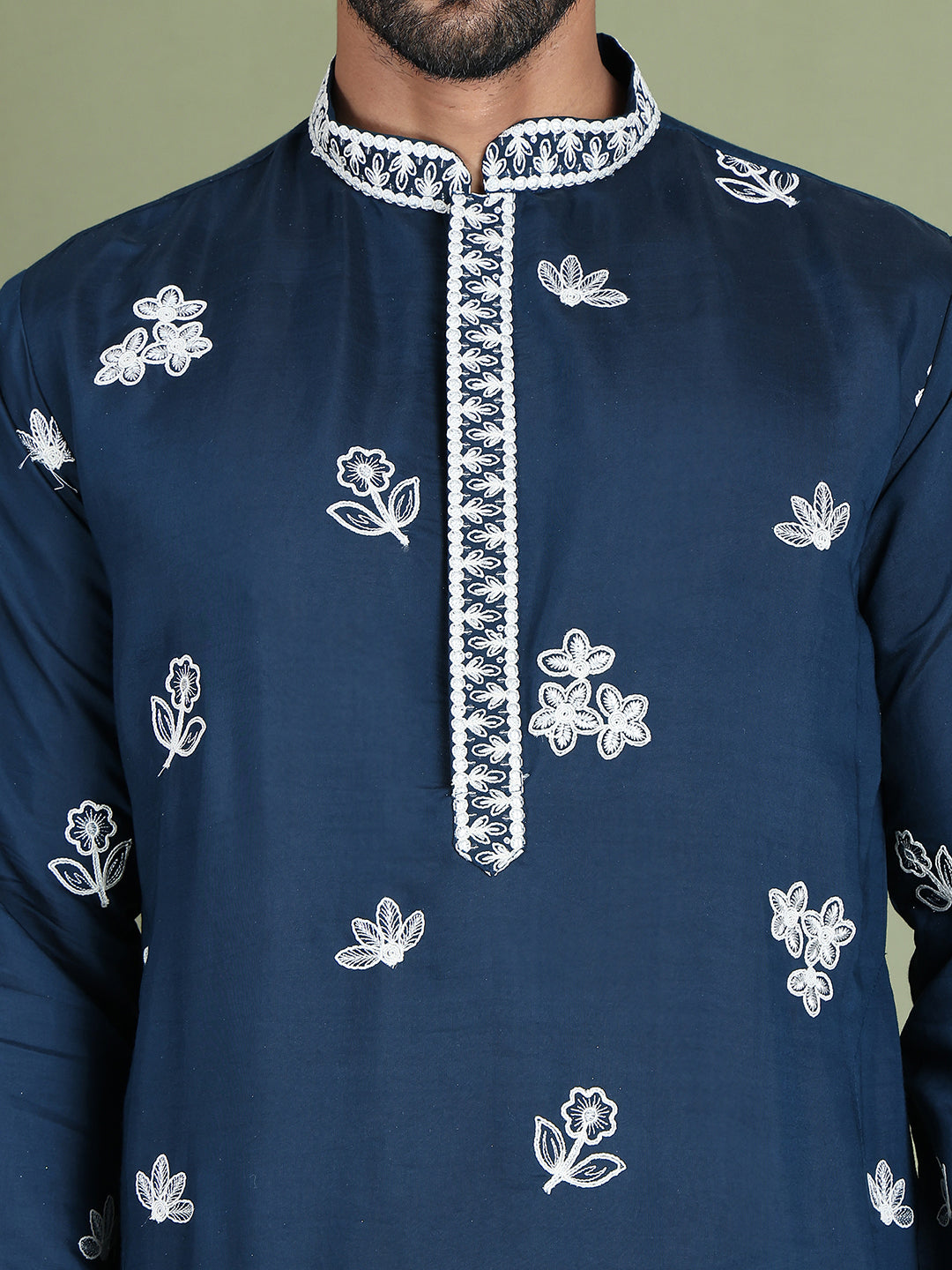 Floral Embroidered and Sequins Kurta Set ( JOKP 5151Peacock )