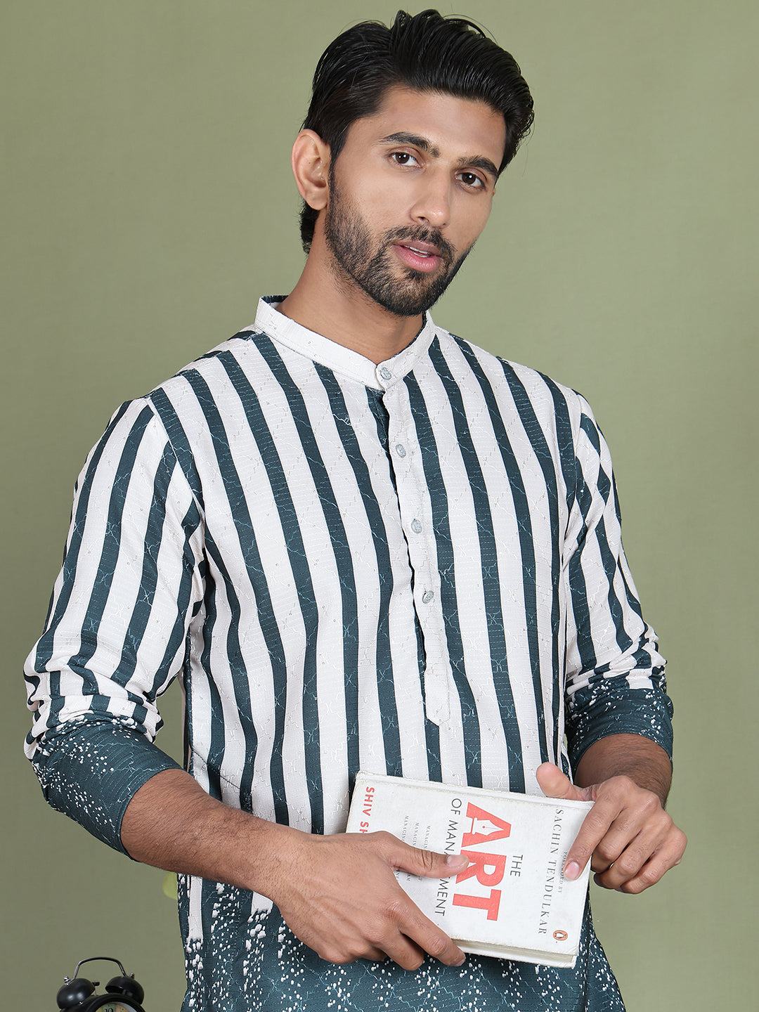 Striped Kurta Pyjama Set For Men ( JOKP 5152Teal )