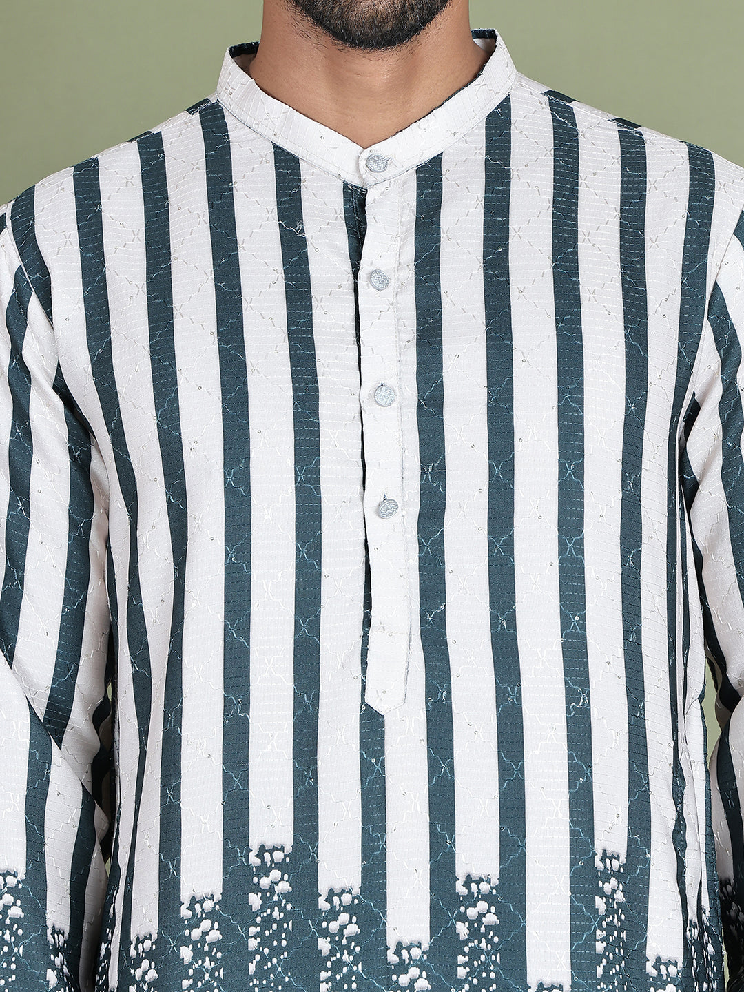 Striped Kurta Pyjama Set For Men ( JOKP 5152Teal )