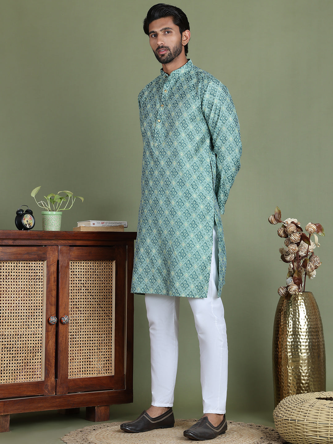 Blue Woven Design Straight Kurta Pyjama Set ( JOKP 5153Blue )