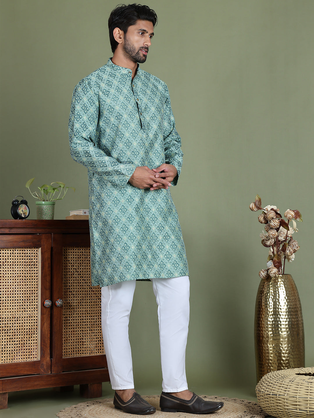 Blue Woven Design Straight Kurta Pyjama Set ( JOKP 5153Blue )