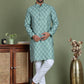 Blue Woven Design Straight Kurta Pyjama Set ( JOKP 5153Blue )