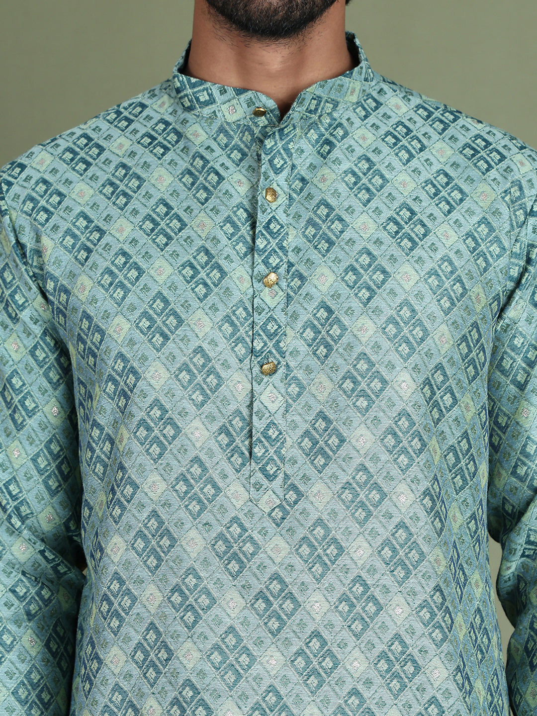 Blue Woven Design Straight Kurta Pyjama Set ( JOKP 5153Blue )