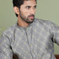 Grey Woven Design Straight Kurta Pyjama Set ( JOKP 5153Grey )