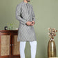 Grey Woven Design Straight Kurta Pyjama Set ( JOKP 5153Grey )