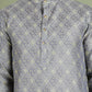 Grey Woven Design Straight Kurta Pyjama Set ( JOKP 5153Grey )