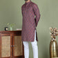 Maroon Woven Design Straight Kurta Pyjama Set ( JOKP 5153Maroon )