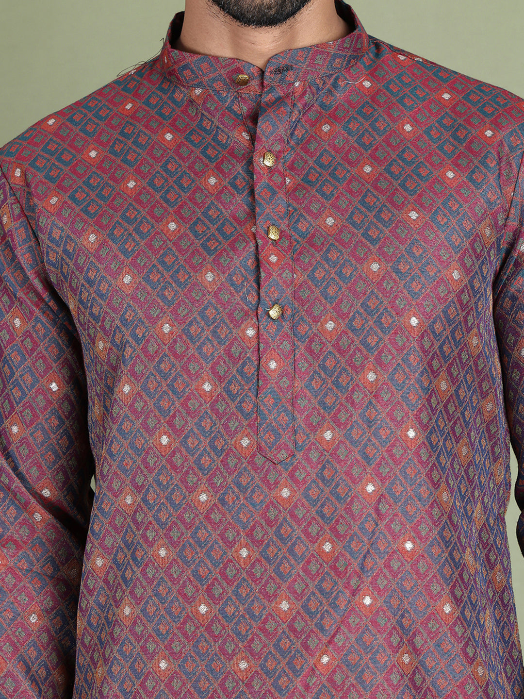 Maroon Woven Design Straight Kurta Pyjama Set ( JOKP 5153Maroon )