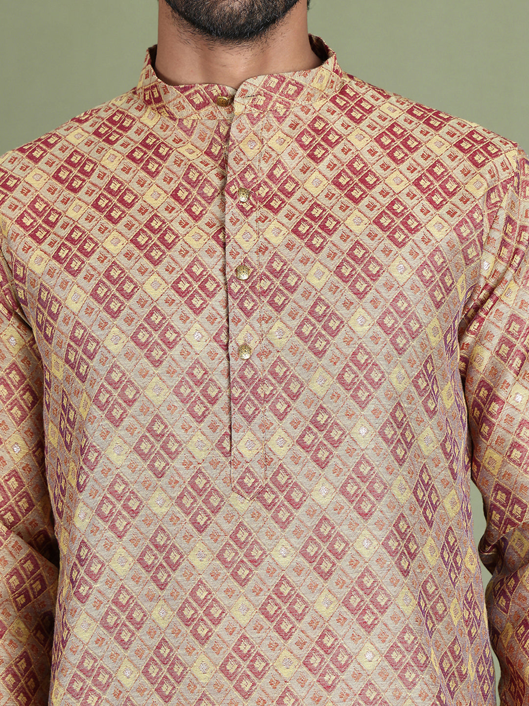 Yellow Woven Design Straight Kurta Pyjama Set ( JOKP 5153Yellow )