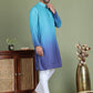 Sequins and Ombre Design Kurta Pyjama Set For Men ( JOKP 5154Blue )