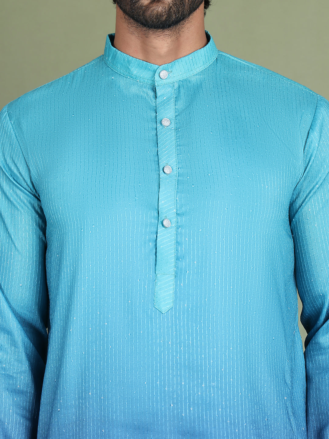 Sequins and Ombre Design Kurta Pyjama Set For Men ( JOKP 5154Blue )