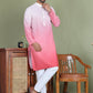 Sequins and Ombre Design Kurta Pyjama Set For Men ( JOKP 5154Coral )