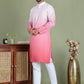 Sequins and Ombre Design Kurta Pyjama Set For Men ( JOKP 5154Coral )