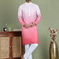 Sequins and Ombre Design Kurta Pyjama Set For Men ( JOKP 5154Coral )