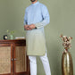 Sequins and Ombre Design Kurta Pyjama Set For Men ( JOKP 5154Firozi )
