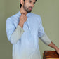 Sequins and Ombre Design Kurta Pyjama Set For Men ( JOKP 5154Firozi )
