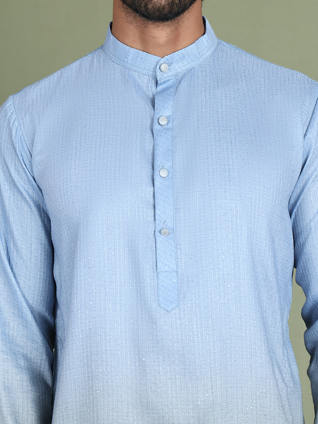 Sequins and Ombre Design Kurta Pyjama Set For Men ( JOKP 5154Firozi )