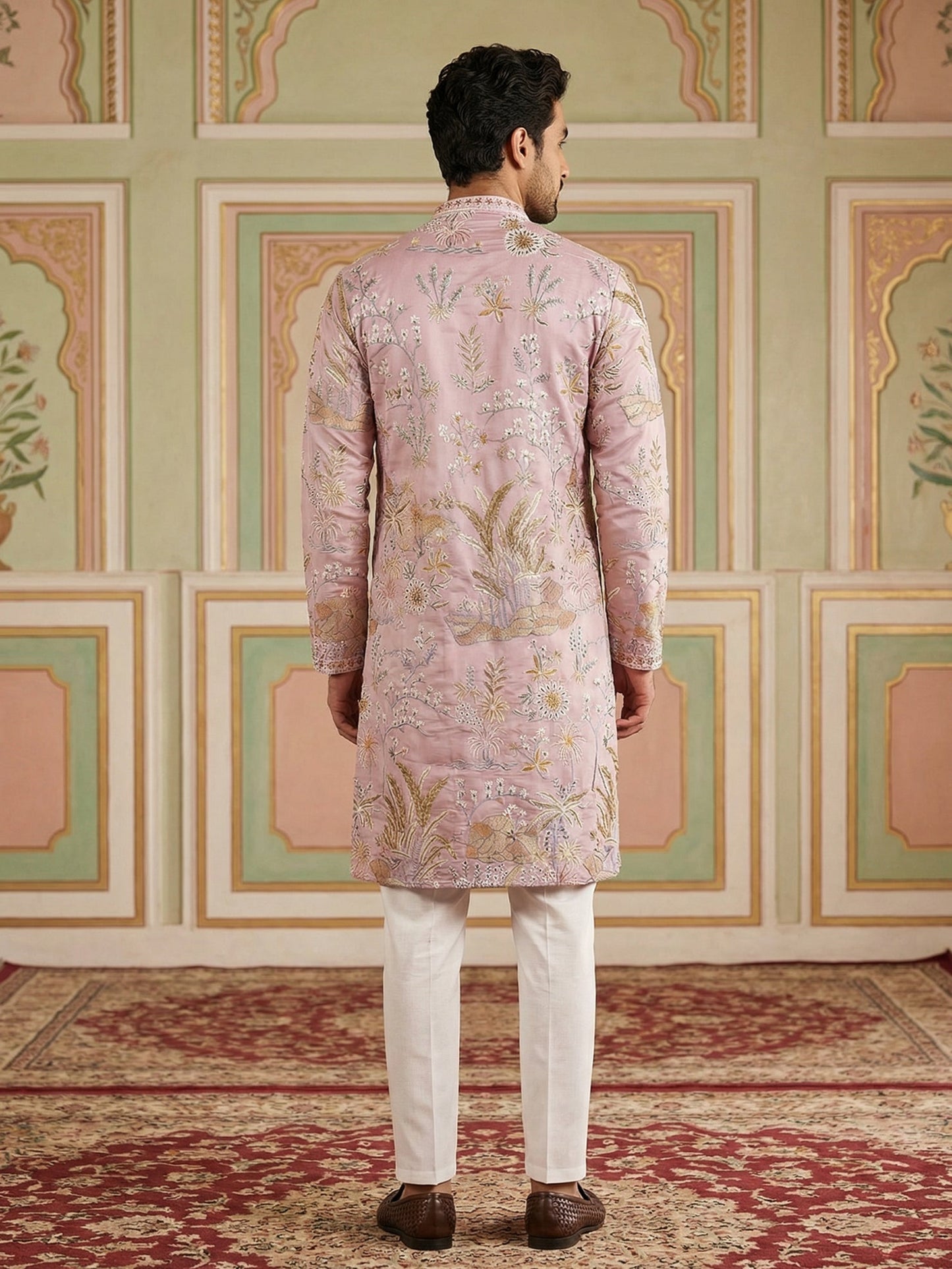 Floral Embroidered Straight Kurta Set ( JOKP P 5156Purple ) [FF] [H-11-12]