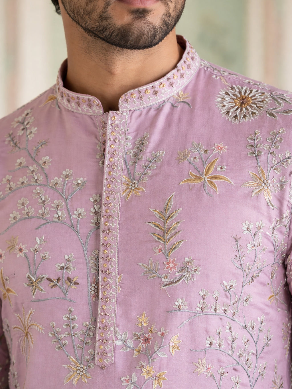 Floral Embroidered Straight Kurta Set ( JOKP P 5156Purple ) [FF] [H-11-12]