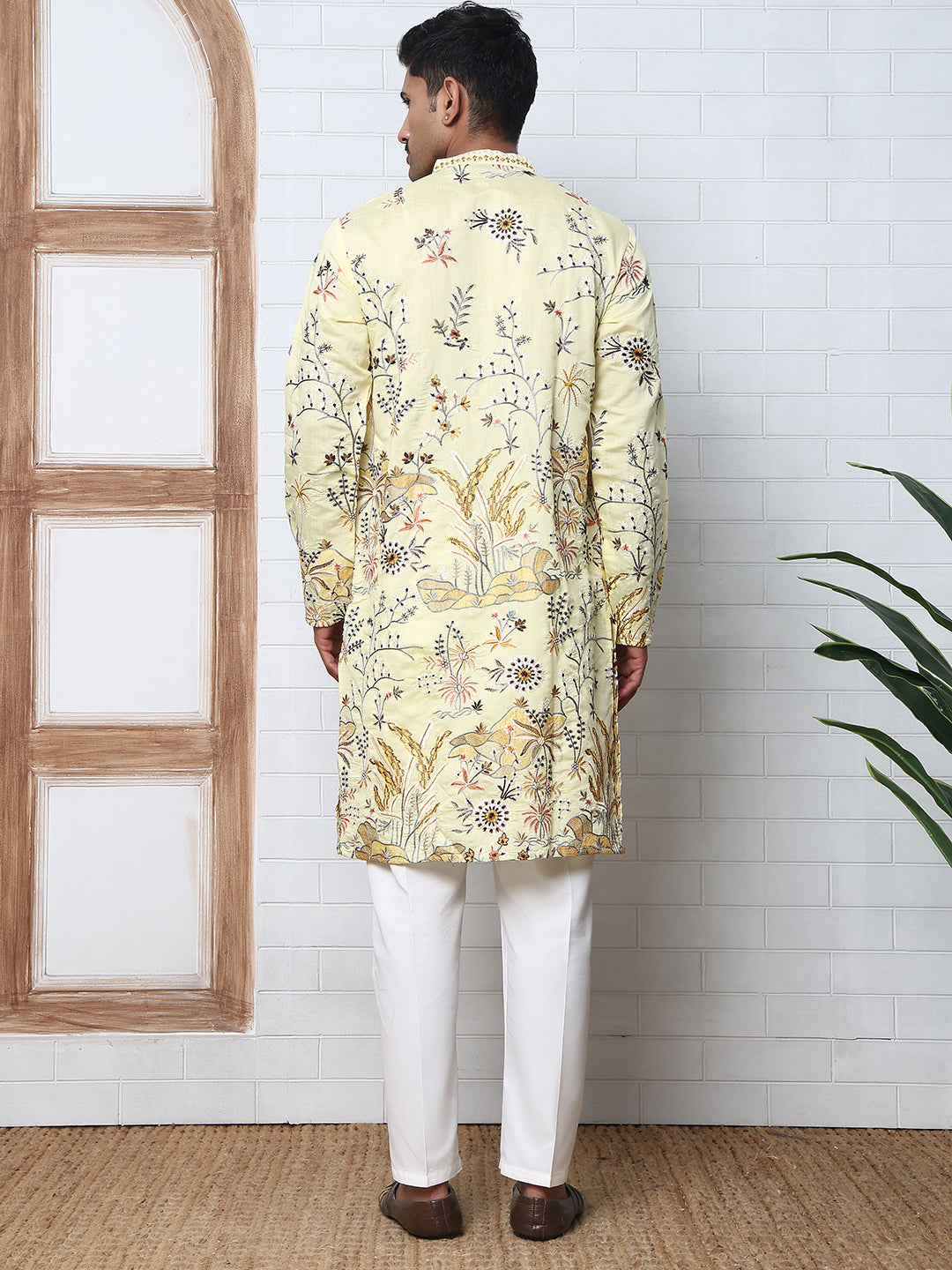 Floral Embroidered Straight Kurta Set (JOKP P 5156 Yellow ) [FF] [H-11-12]