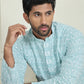 Embroidered and Sequins straight Kurta Set for Men ( JOKP P 5157 Blue )