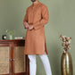 Chikankari Pure Cotton Kurta with Churidar ( JOKP 5158Brown )